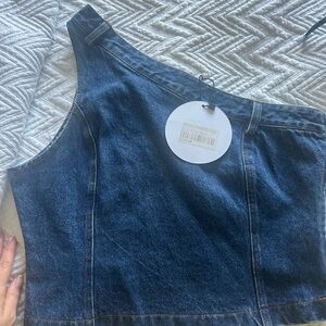 Princess Polly Malita One-Shoulder Denim Top